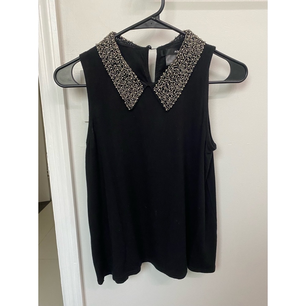 AQUA beaded collar sleeveless top